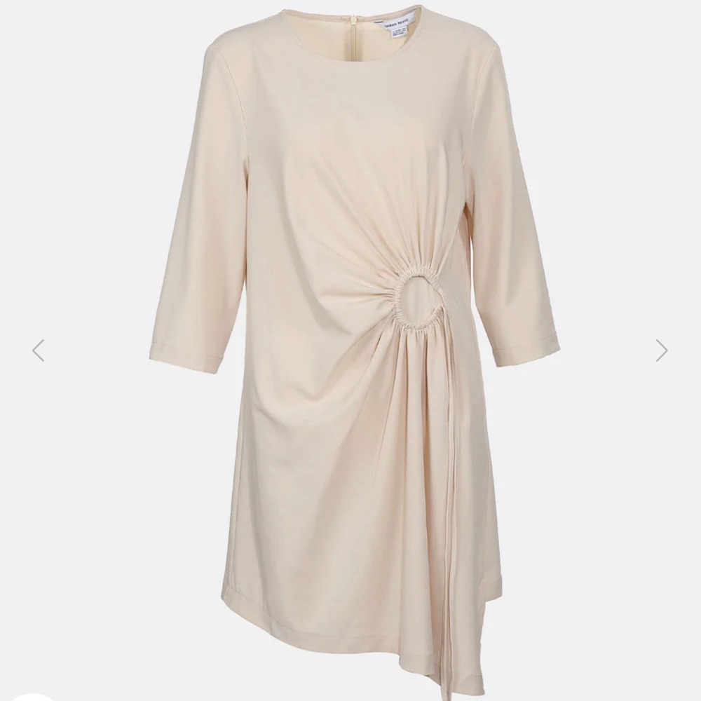 Urban Revivo - O-Ring Tie Side T-Shirt Dress - light Khaki/Tan - Women’s Medium
